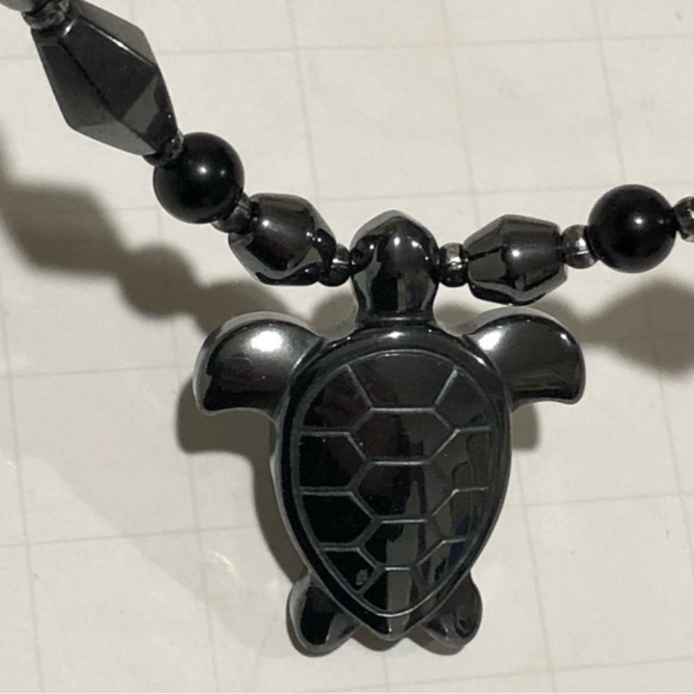 Hematite Turtle Necklace